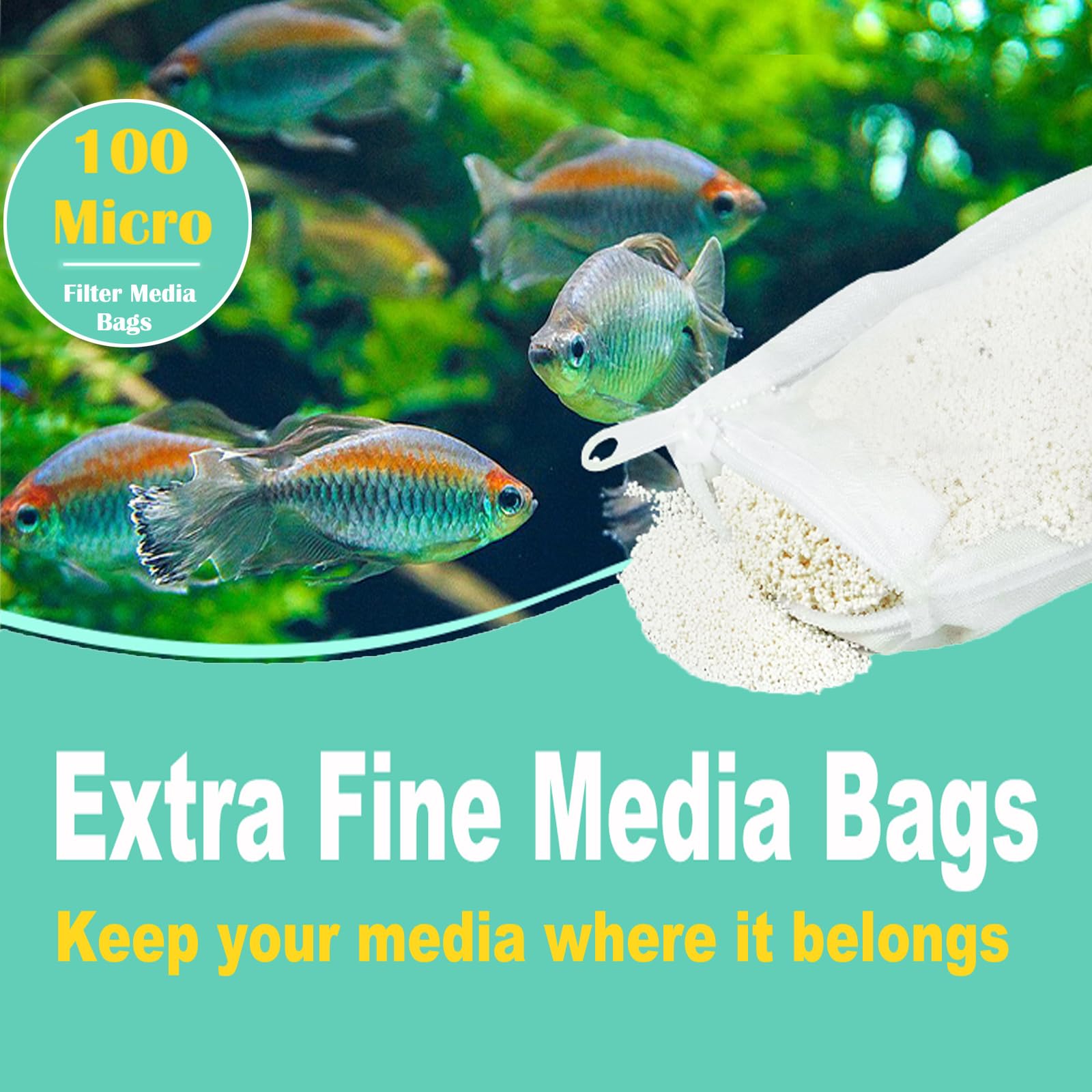 AQUANEAT 3x8-inch bag pack ready for versatile filtration setups.