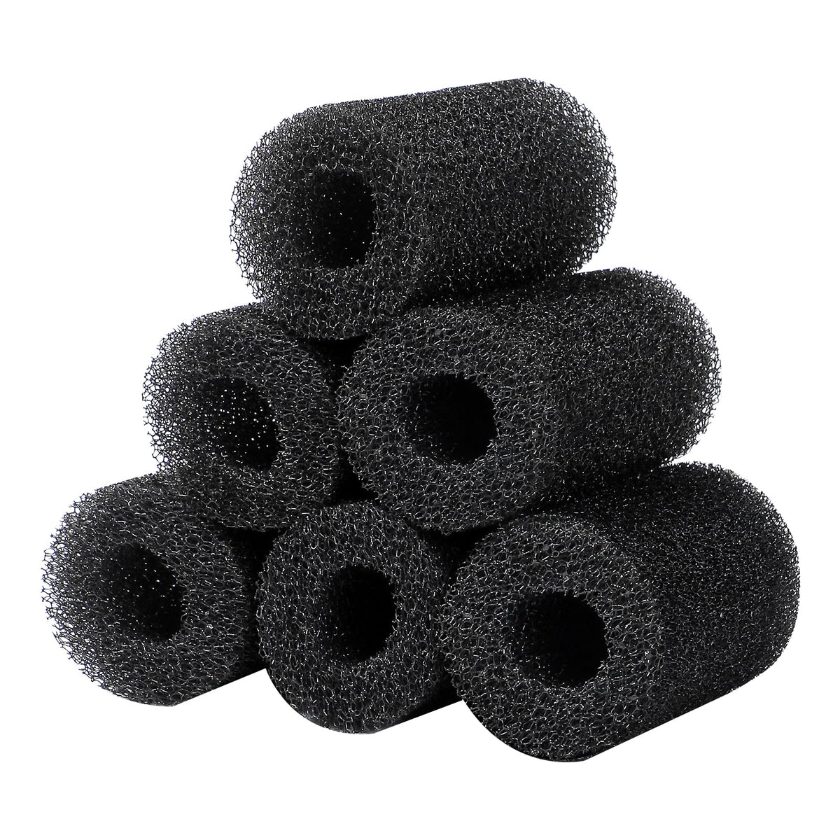 AQUANEAT 6-pack pre-filter sponge packaging shows flat pieces for easy storage and setup.