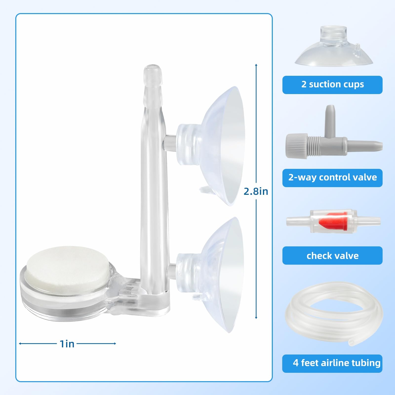 AQUANEAT 1 inch diameter air stone fits standard tubing for easy setup