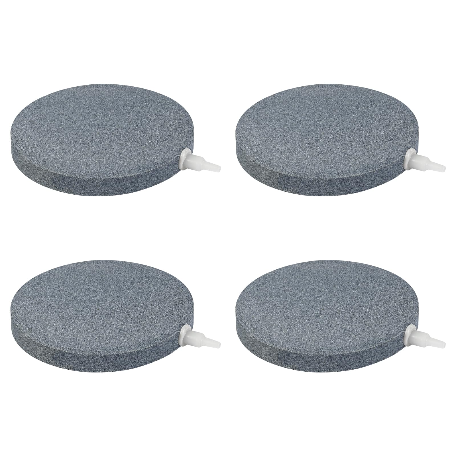 AQUANEAT Air Stone Disc 4-Pack in an aquarium showing dense bubbles for improved oxygenation
