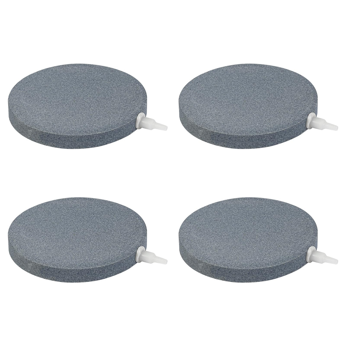 AQUANEAT Air Stone Disc 4-Pack in an aquarium showing dense bubbles for improved oxygenation