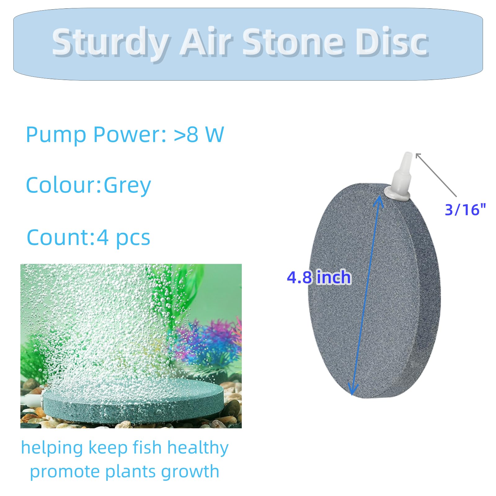 AQUANEAT Air Stone Disc 4-Pack installed in a pond with gentle bubbles and surface movement