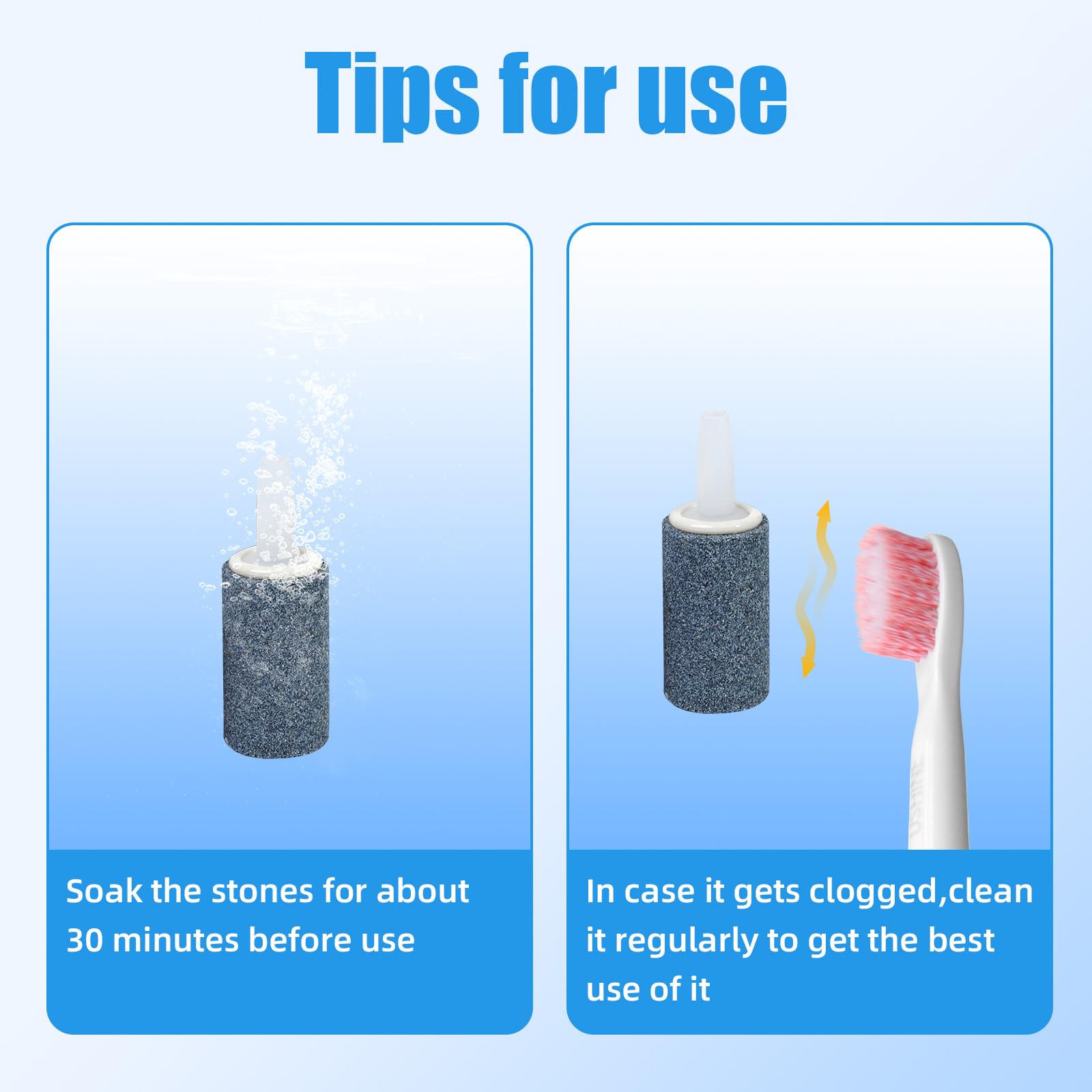 AQUANEAT air stone soaking before use ensures optimal performance.