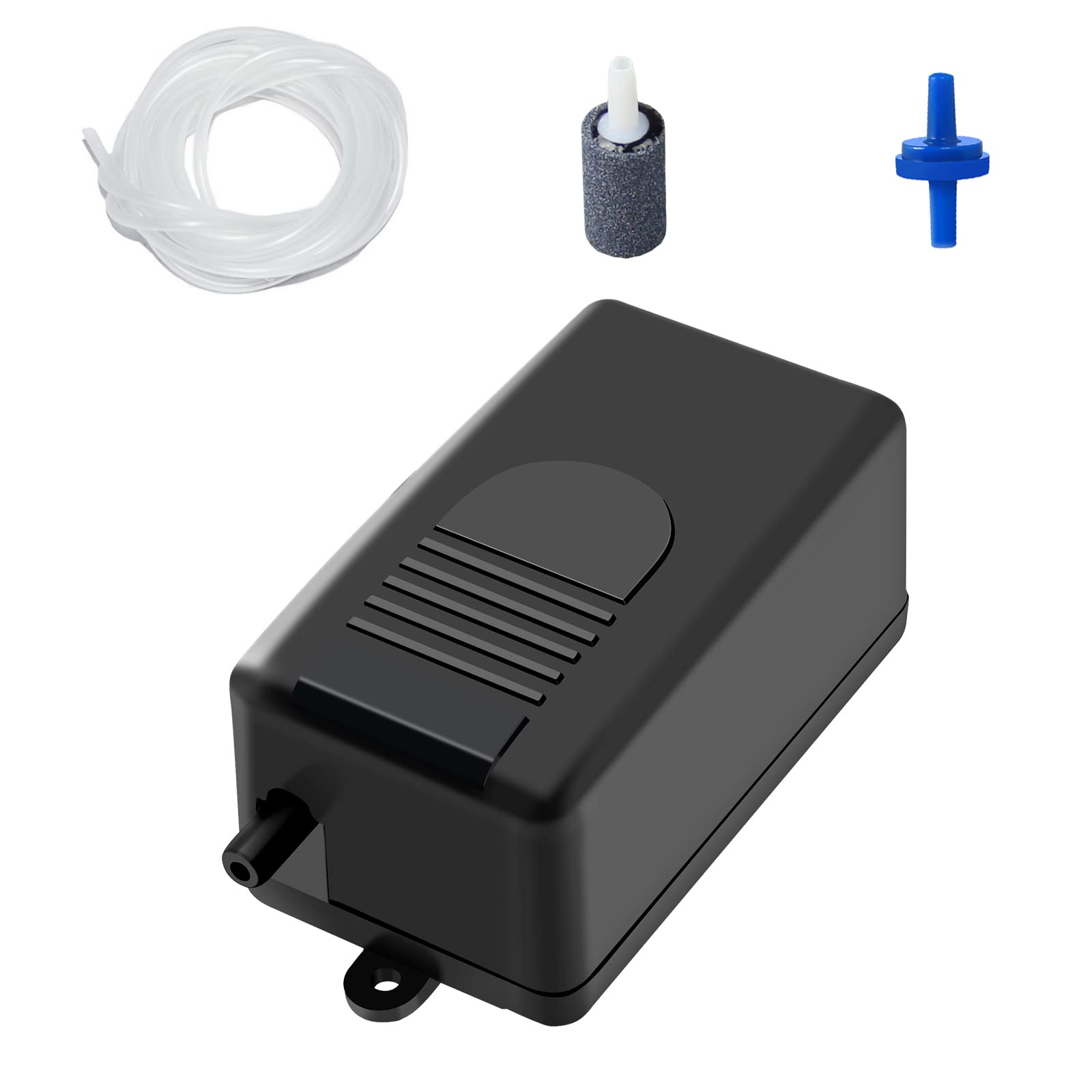 AQUANEAT aquarium air pump in compact 10-gallon setup promoting steady oxygenation
