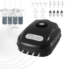 AQUANEAT aquarium air pump 300GPH – front view with four outlets for multi-tank aeration.
