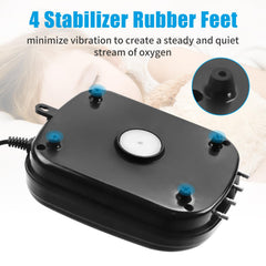 AQUANEAT Aquarium Air Pump control knob emphasizes adjustable airflow.
