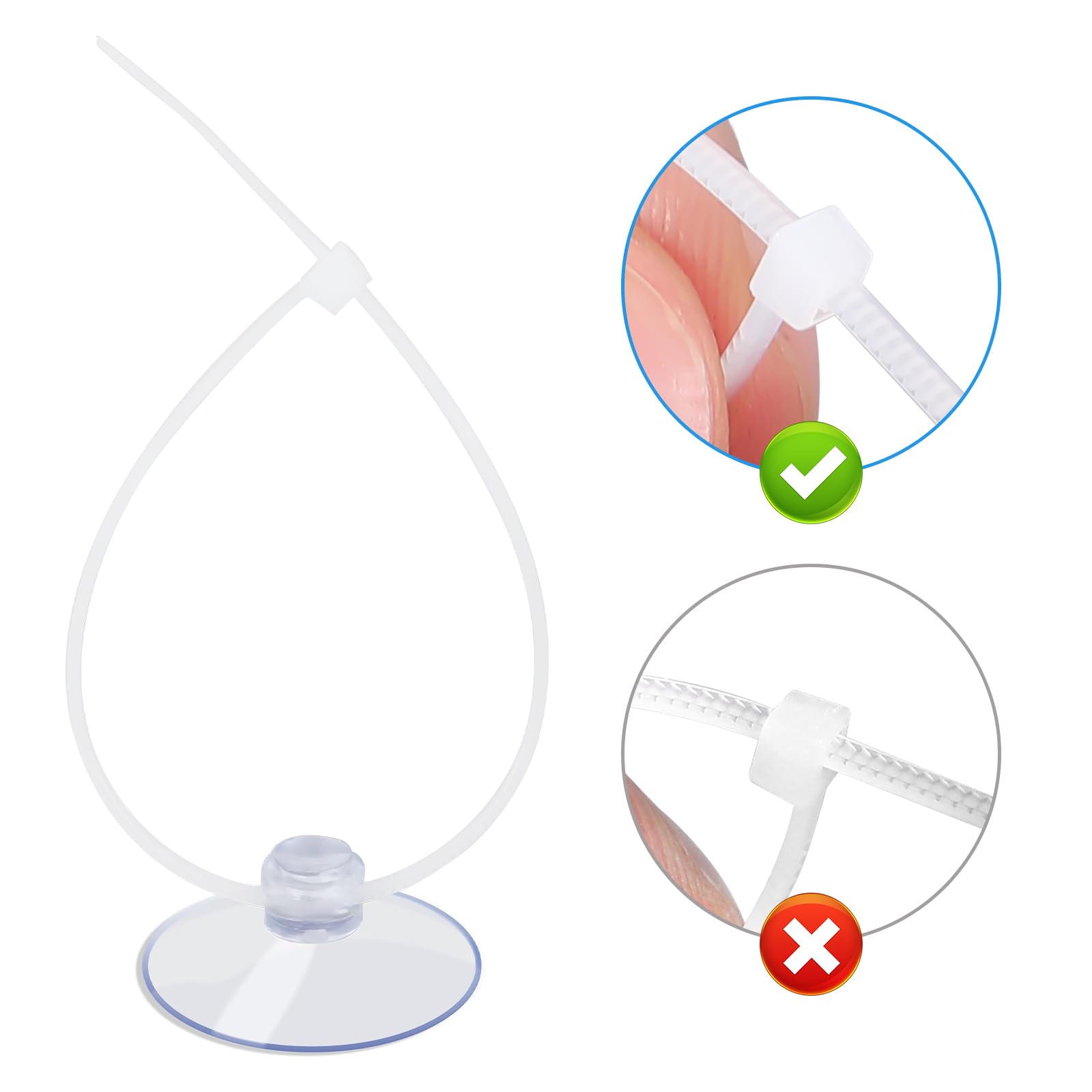 AQUANEAT aquarium decoration setup demonstrates versatile suction and zip-tie use.