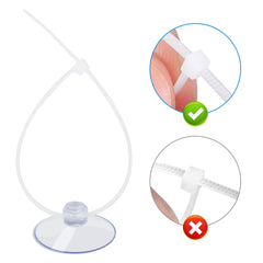 AQUANEAT aquarium decoration setup demonstrates versatile suction and zip-tie use.