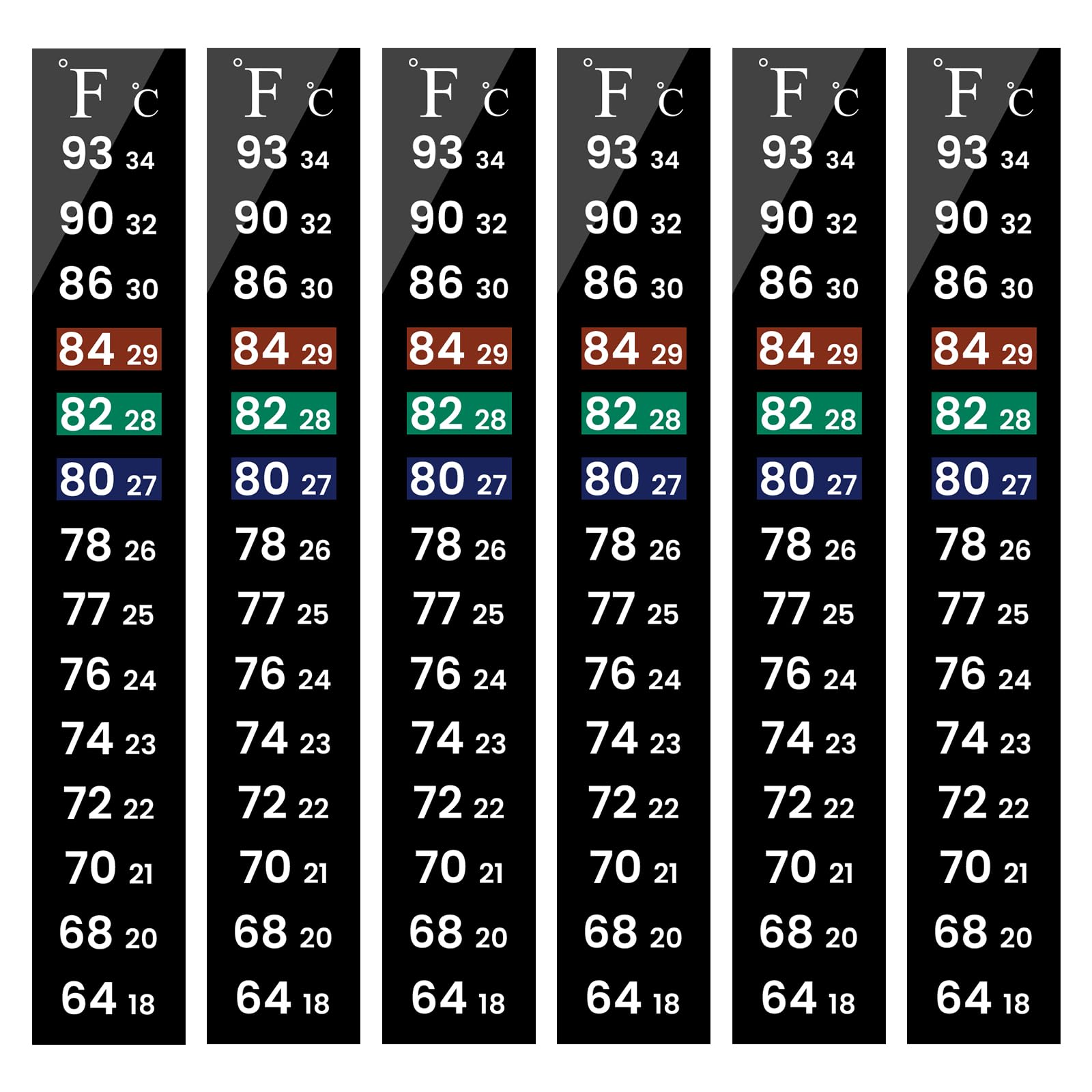 AQUANEAT aquarium thermometer strip on glass shows temperature at a glance for quick monitoring.