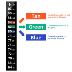 AQUANEAT thermometer strip applied to tank glass for clear readings in tanks.