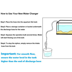 AQUANEAT water changer with hose in tank demonstrates easy start and quick draining.