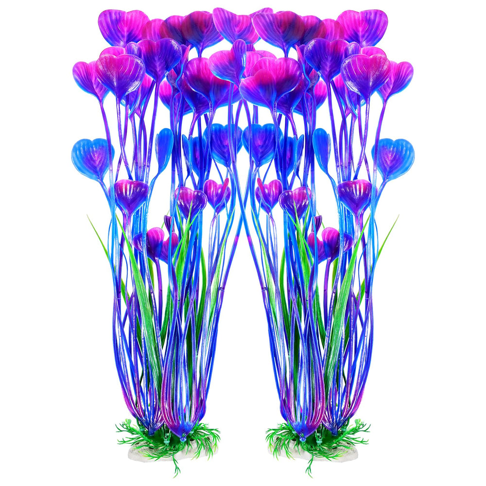 AQUANEAT artificial fish tank plants 15.5-inch purple display brightens large aquariums.