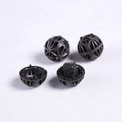 AQUANEAT bio balls closeup reveals internal surface crafted for robust biofiltration.