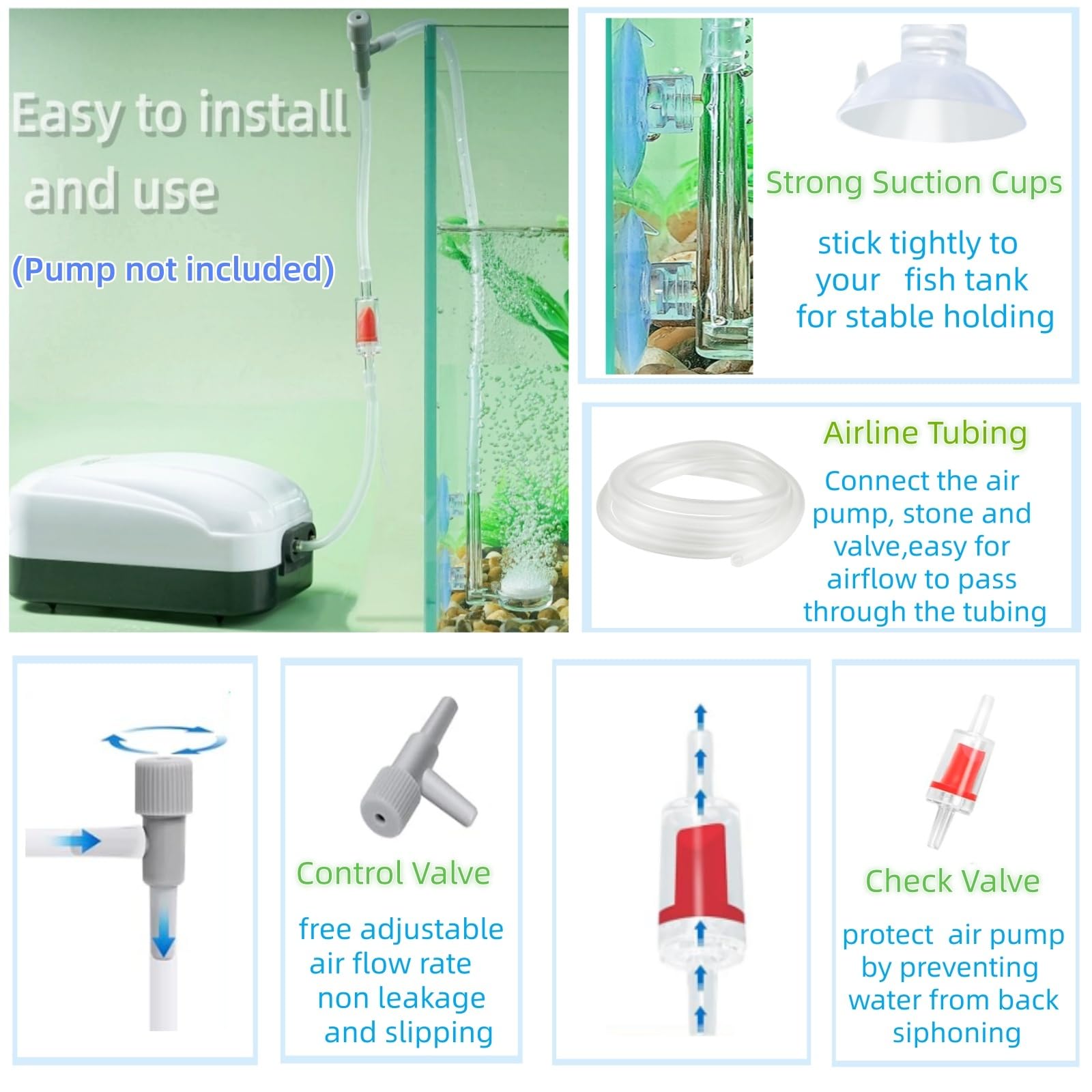 AQUANEAT check valve protects the air pump from back siphoning