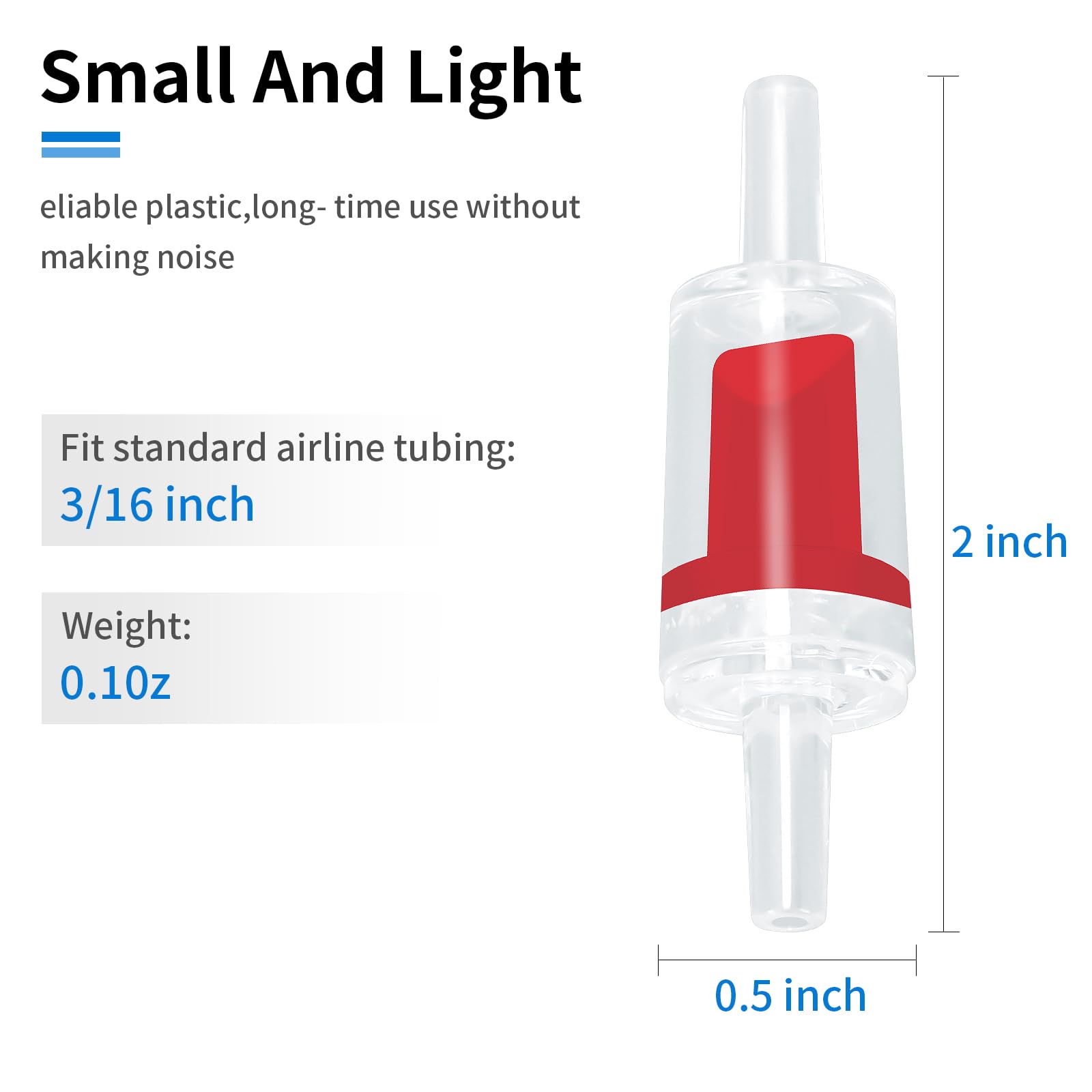 AQUANEAT check valve close-up shows durable plastic design for aquarium use.