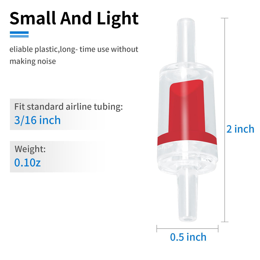 AQUANEAT check valve close-up shows durable plastic design for aquarium use.