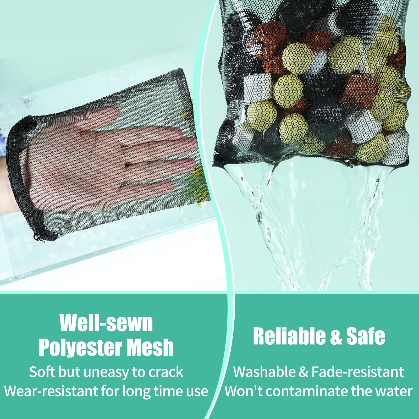AQUANEAT coarse mesh bags enable steady water flow for media like carbon.