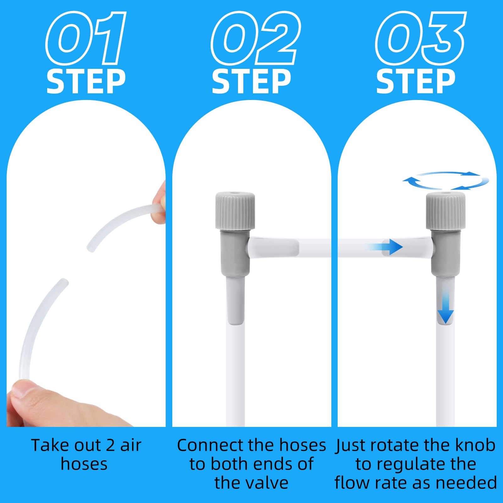 AQUANEAT control valve installed in an aquarium air pump setup for steady aeration