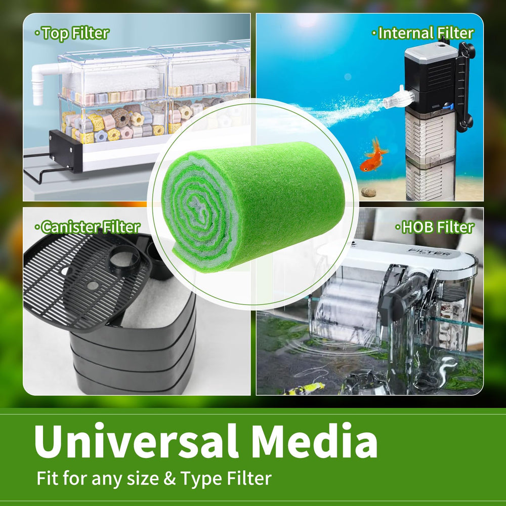 AQUANEAT filter media pad cut-to-fit illustration demonstrating flexible sizing.