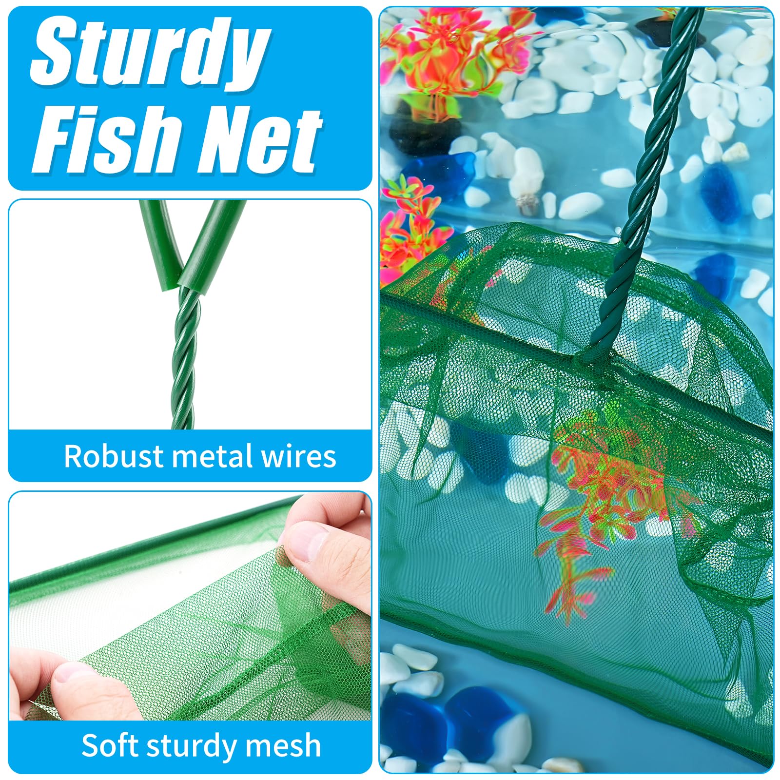 AQUANEAT fish tank cleanup tool helps skim debris and transfer fish safely
