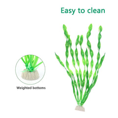 AQUANEAT fish tank seaweed decor in vivid green enhances underwater scenery.