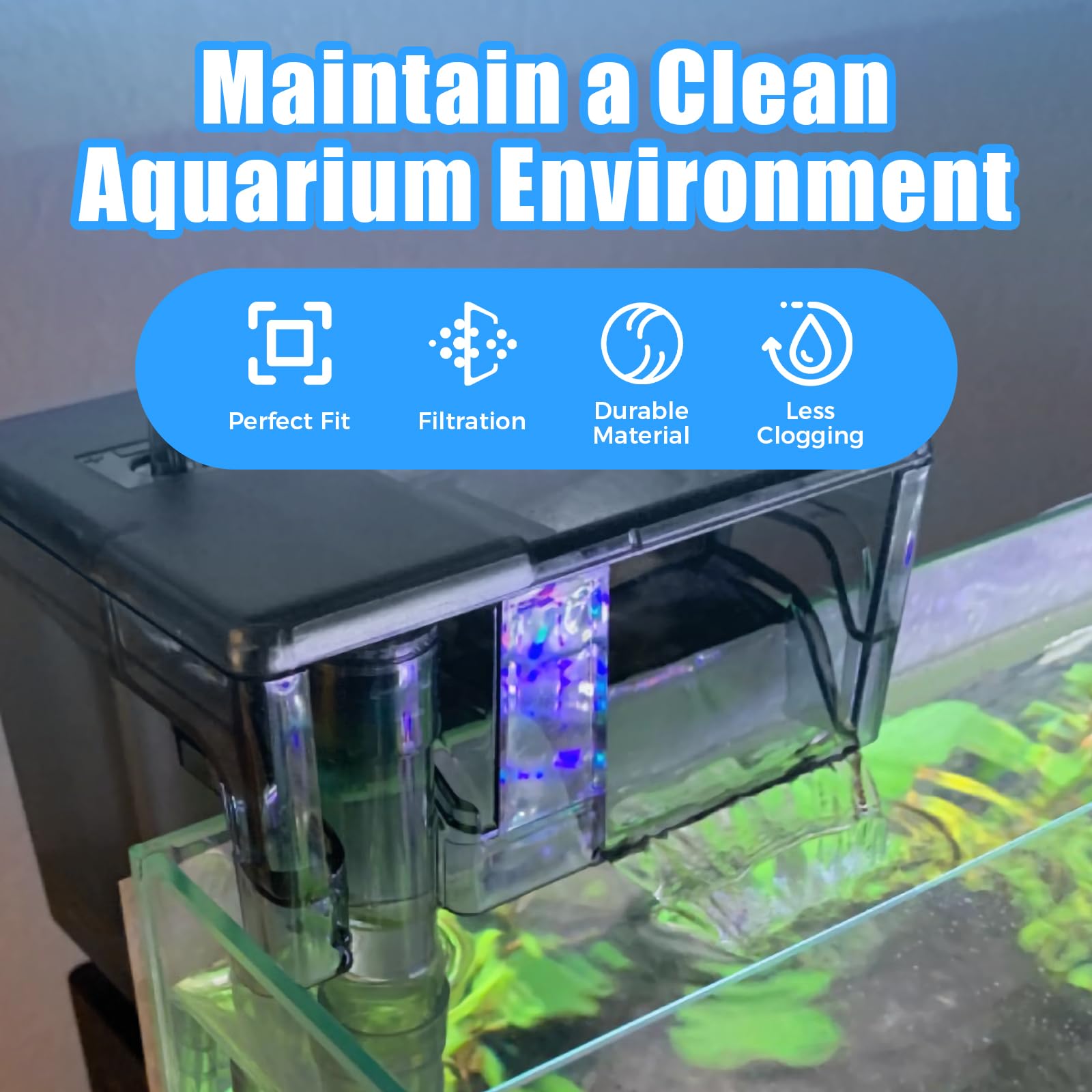 AQUANEAT foam filter pad maintenance tip image showing replacement interval 2-6 months