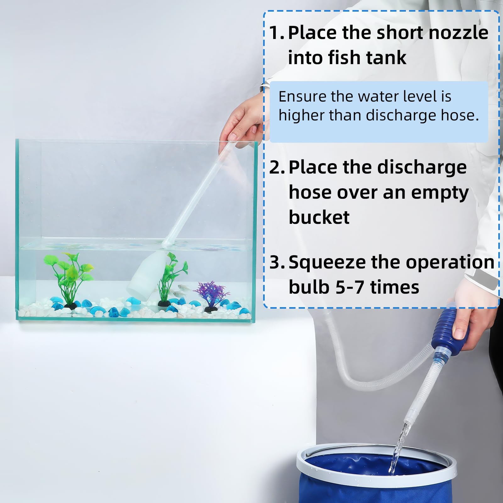 AQUANEAT gravel rake visual highlights substrate cleaning to keep gravel free of waste