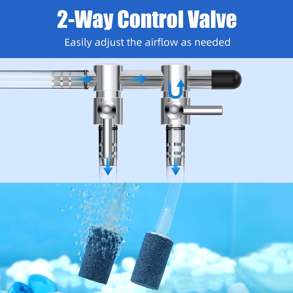 AQUANEAT installation with hoses connected for tank aeration.