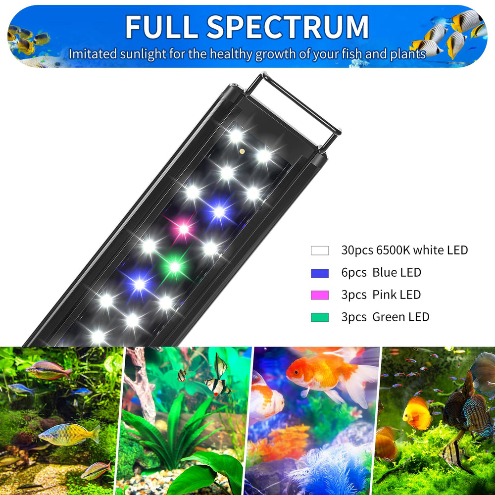 AQUANEAT LED con espectro completo mejora colores en acuario de agua dulce.