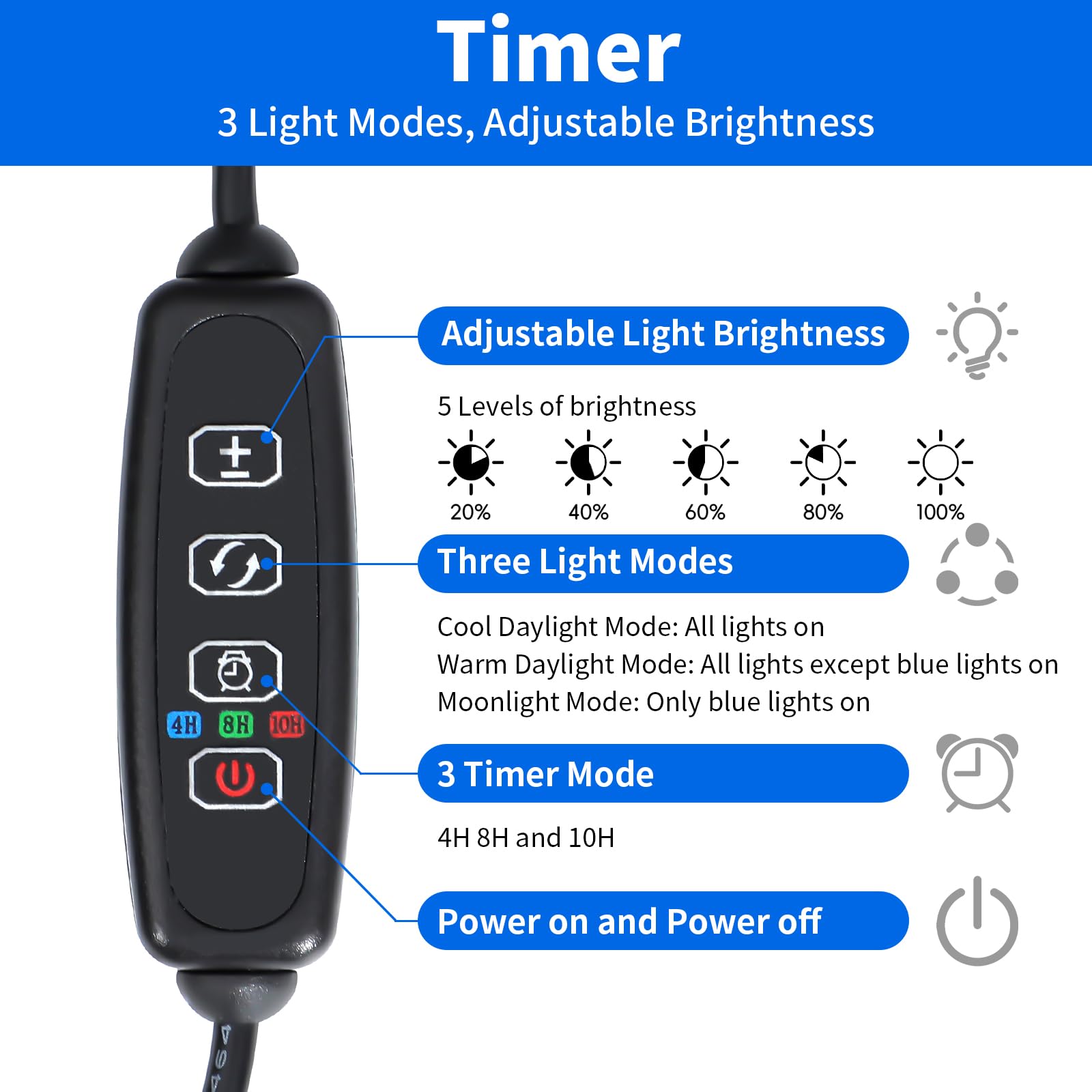 AQUANEAT LED light with extendable brackets for secure tank setup.