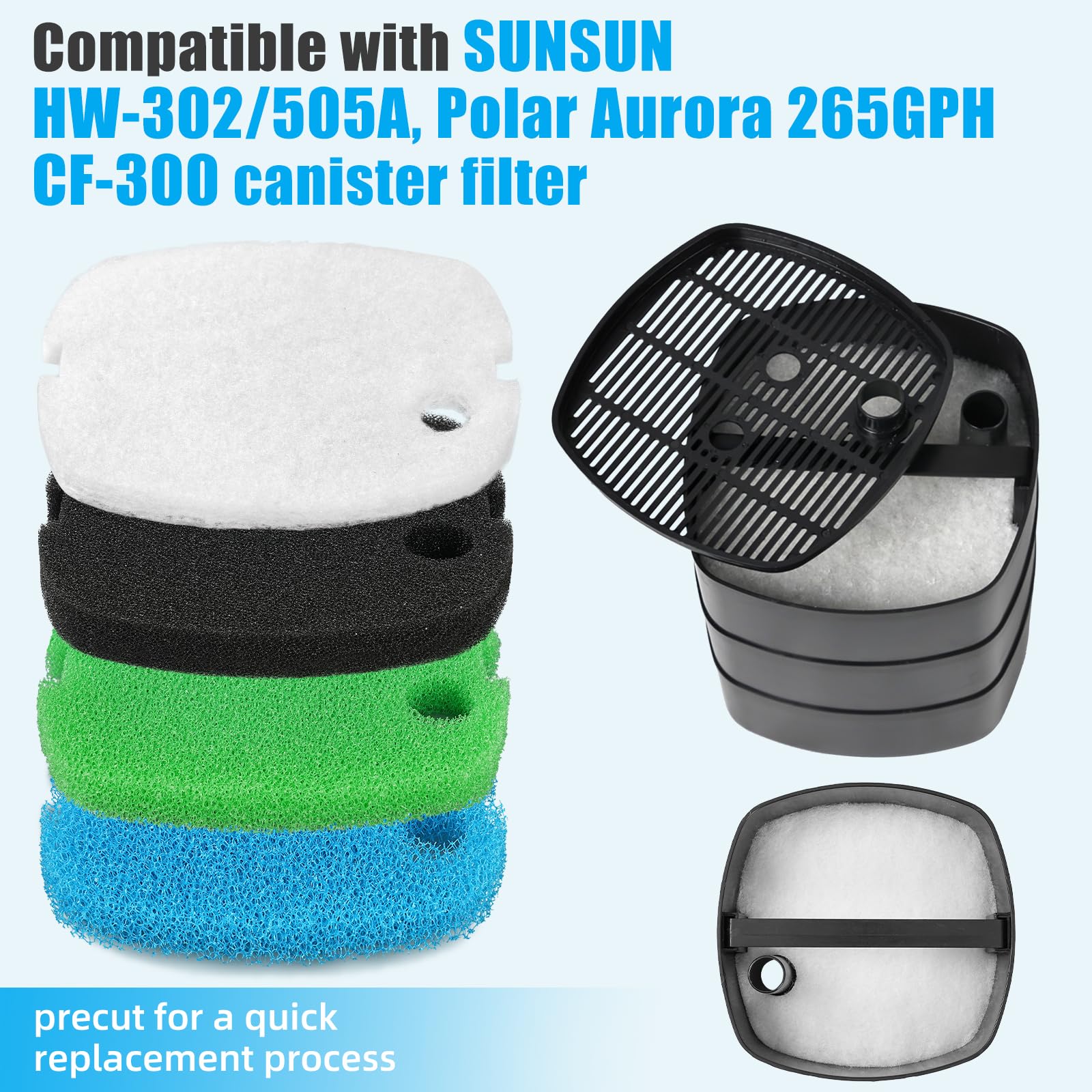 AQUANEAT medium green filter pad traps medium debris while maintaining water flow.