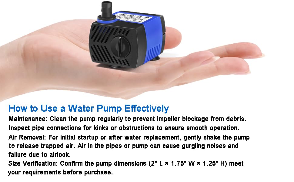 AQUANEAT pump features dual outlets 5/16 and 1/2 inch ID.