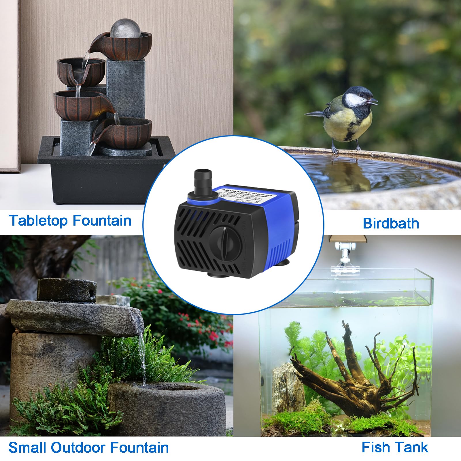 AQUANEAT pump with strong suction cups for secure placement.