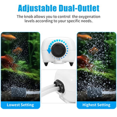 AQUANEAT quiet aeration with rubber feet minimizes tank vibration.