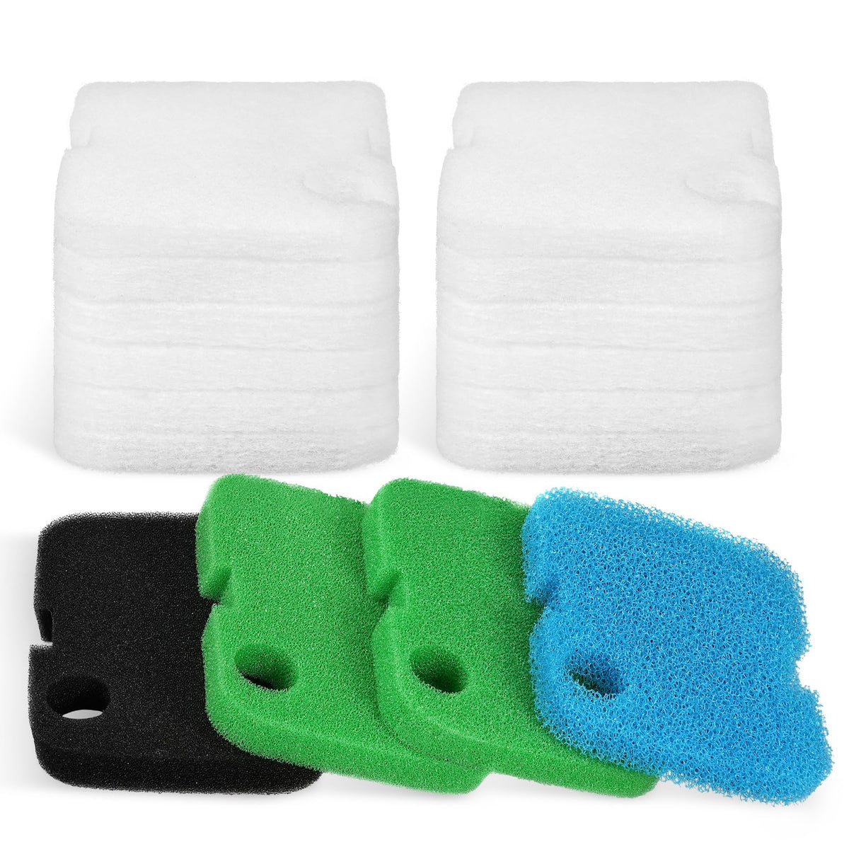 AQUANEAT blue coarse pad traps debris for efficient mechanical filtration.