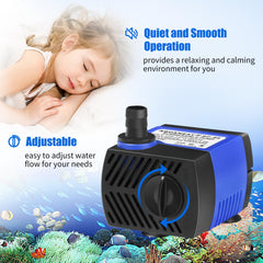 AQUANEAT pump with dual outlets fits 5/16 inch or 1/2 inch tubing