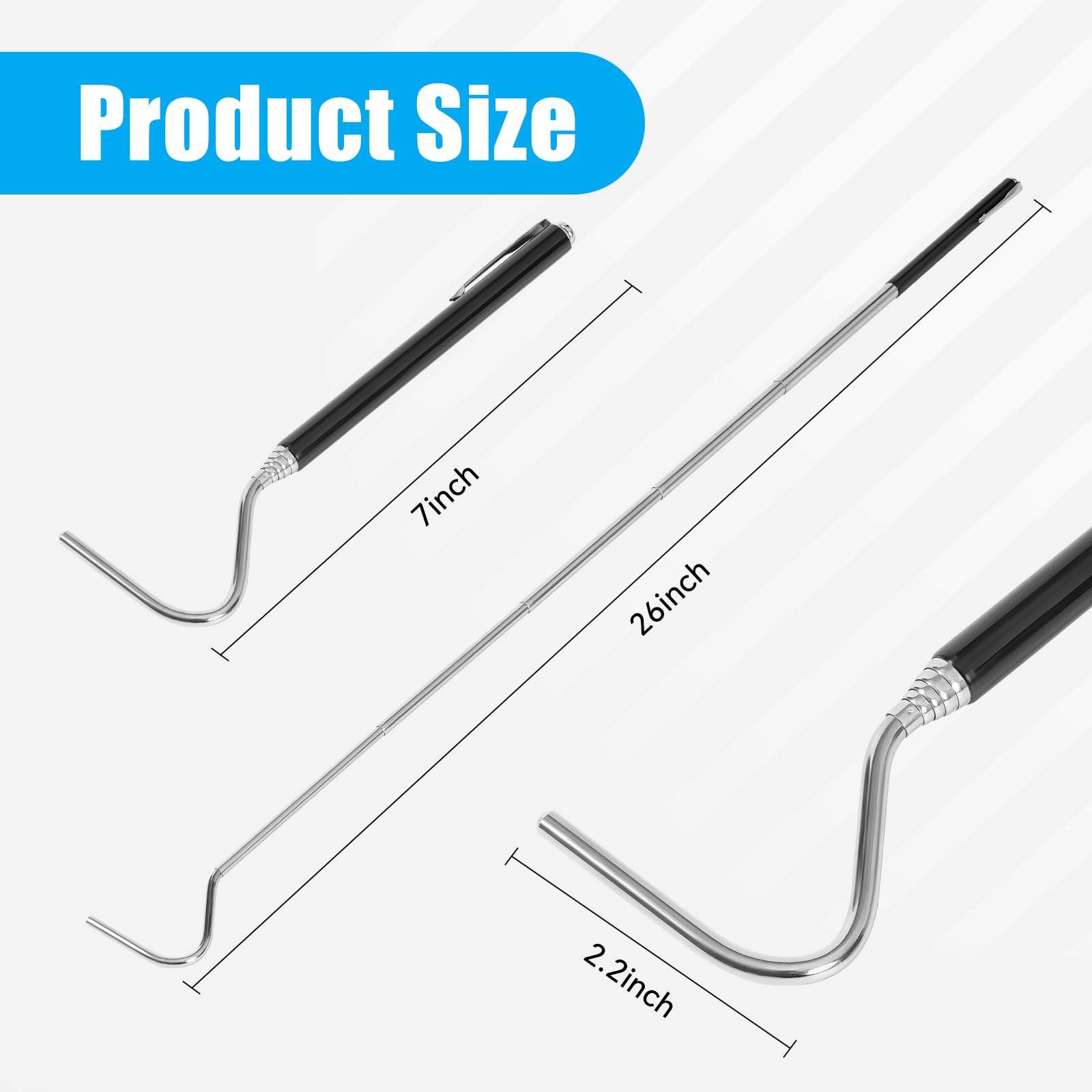AQUANEAT stainless steel snake hook with round head minimizes skin damage