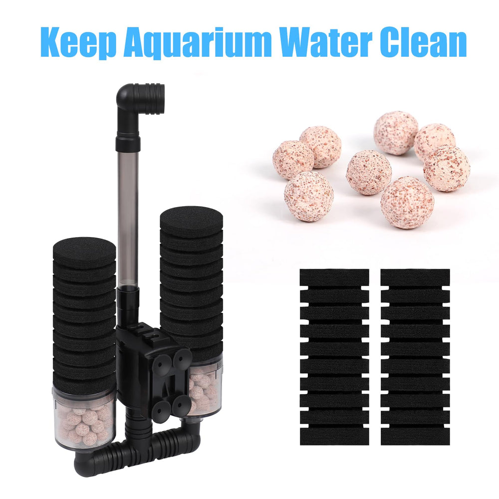 AQUANEAT sponge filter suitable for up to 40-gallon tanks in various setups