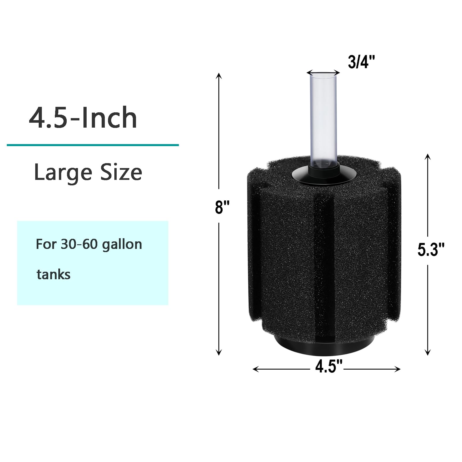 AQUANEAT sponge filter air-infusion chamber adds oxygen-rich bubbles for healthier water