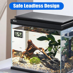 AQUANEAT stick-on thermometer with built-in probe reads water temperature through glass.