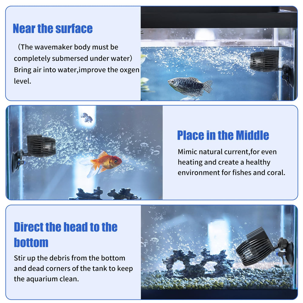 AQUANEAT submersible pump during installation demonstrates easy suction-cup mounting.