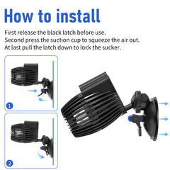 AQUANEAT suction cup with ball joints enables 360 degree rotation