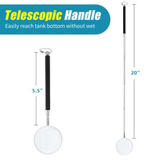 AQUANEAT telescopic handle extended to reach the tank bottom without dripping