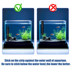 AQUANEAT thermometer strip in terrarium application for ambient heat monitoring.