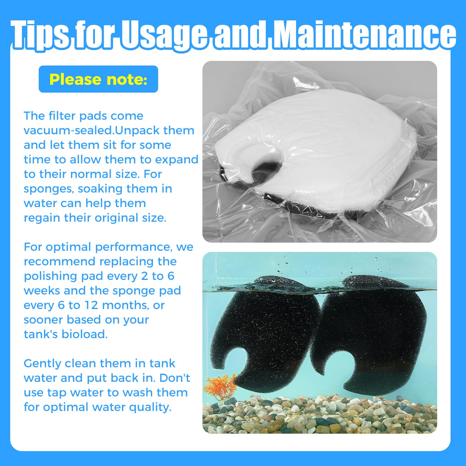 AQUANEAT spare pads vacuum-sealed pack ready to expand after unpacking.