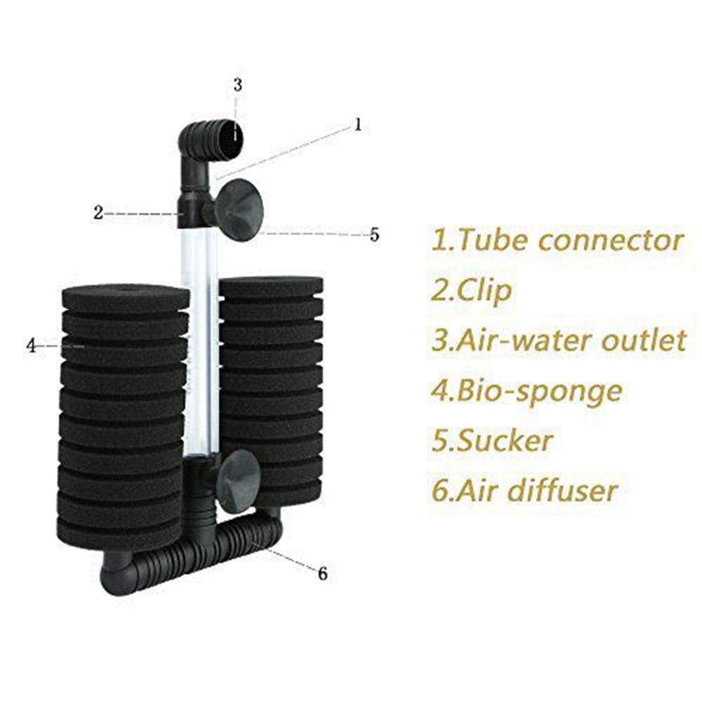 Aquapapa Bio Sponge Filter dimensions show compact size for 55-gallon tanks