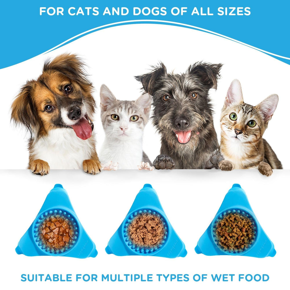 Aquapaw dog licking mat blue peanut butter spread offers calming bath-time enrichment.
