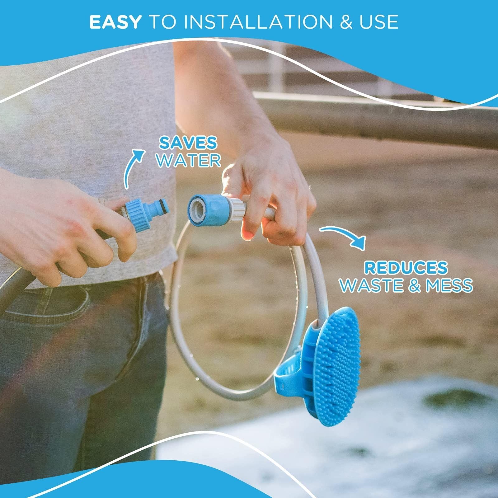 Aquapaw faucet sprayer attachment enables easy water control during baths.