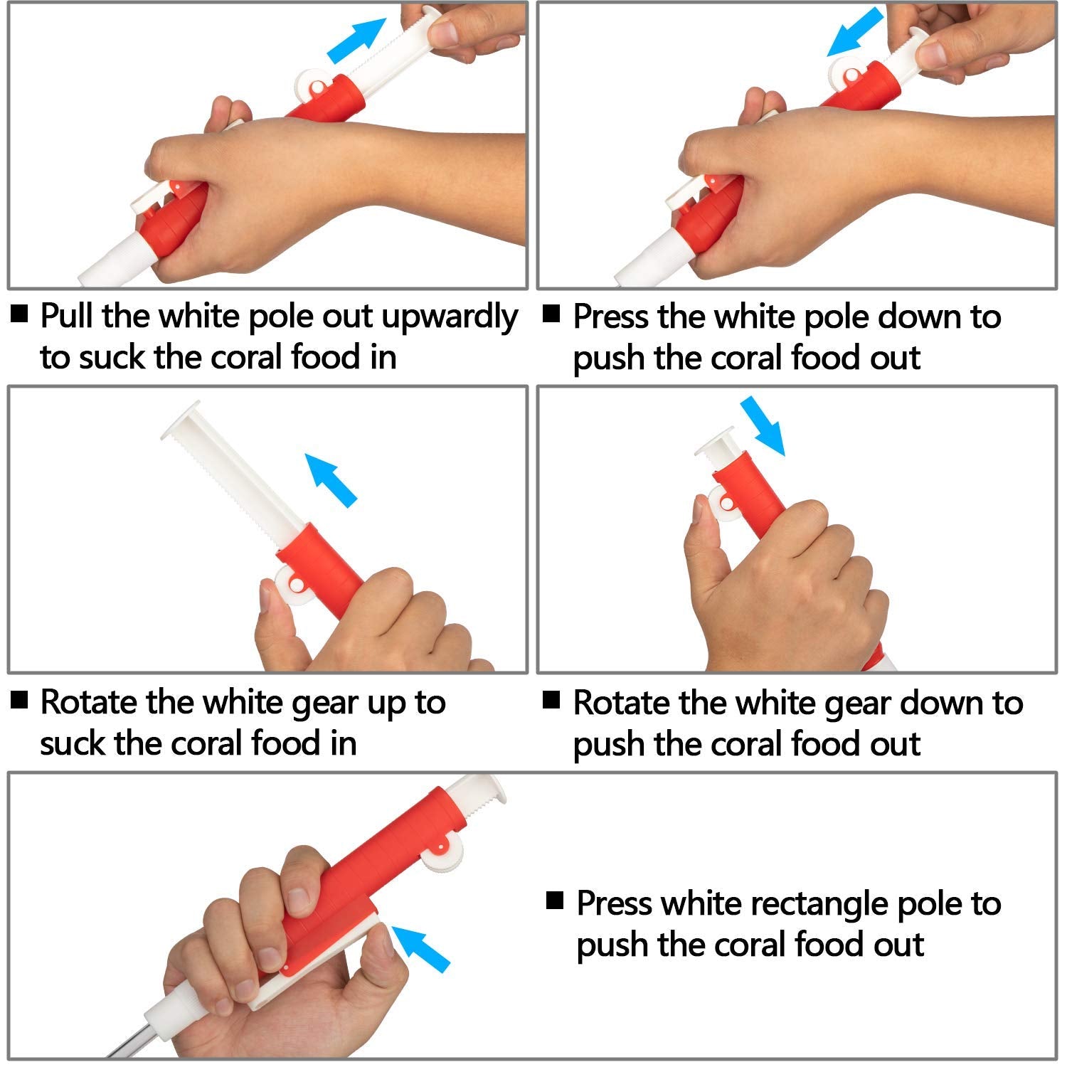 Aquarium Choice soft silicone rubber nozzle demonstrates gentle coral delivery.