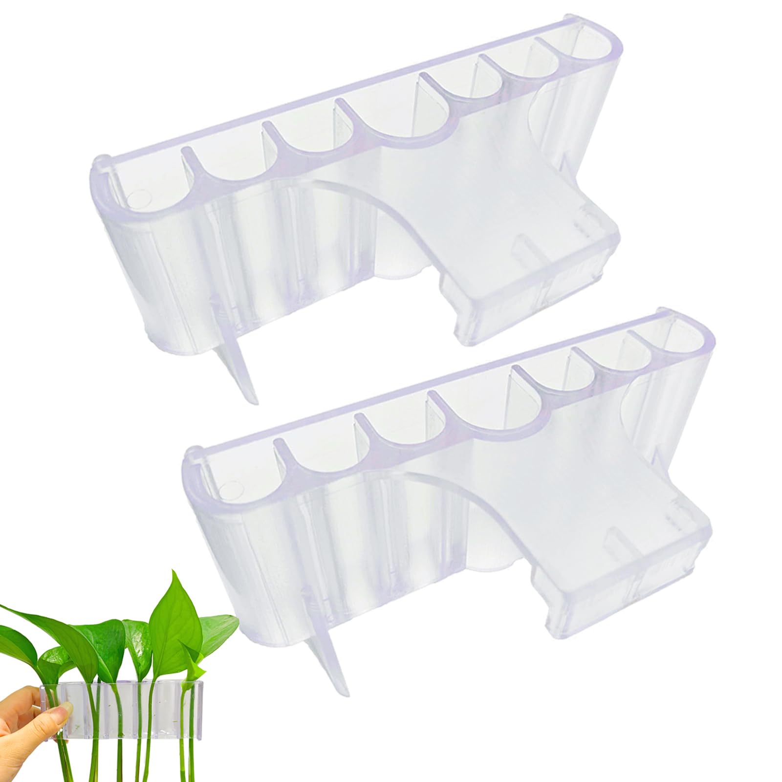 2-pack 7-hole aquarium plant holder hanging for versatile top-tank decor.